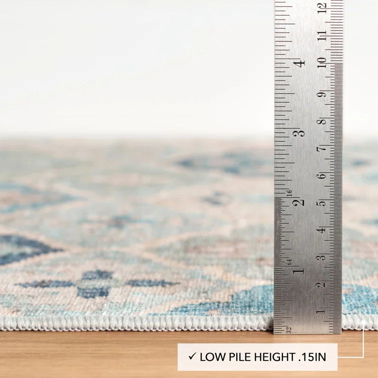 Pali Blue Machine Washable Rug