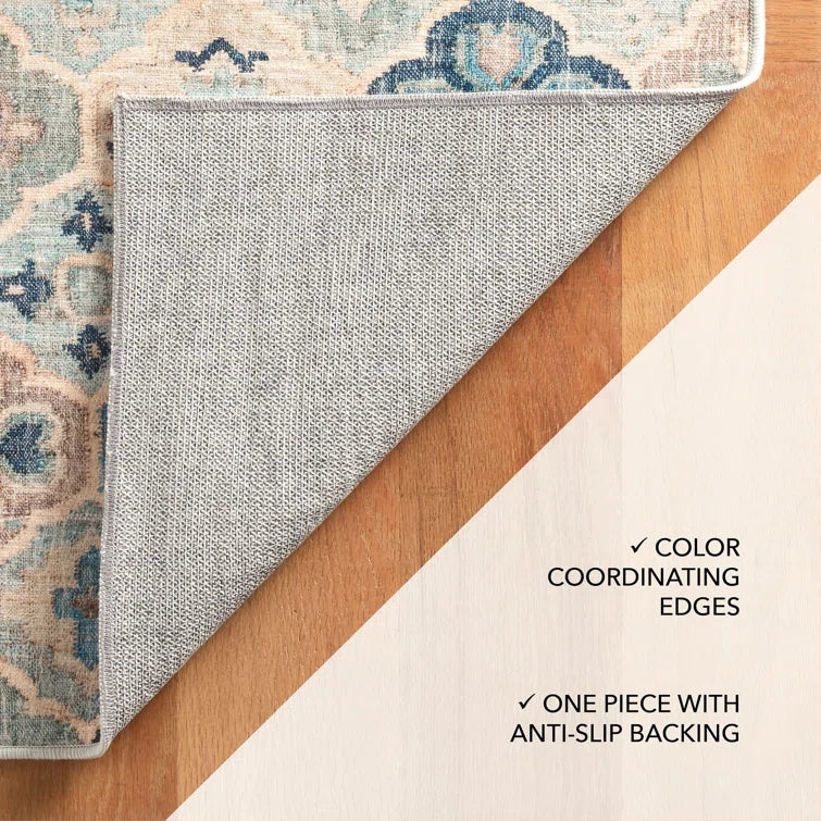 Pali Blue Machine Washable Rug