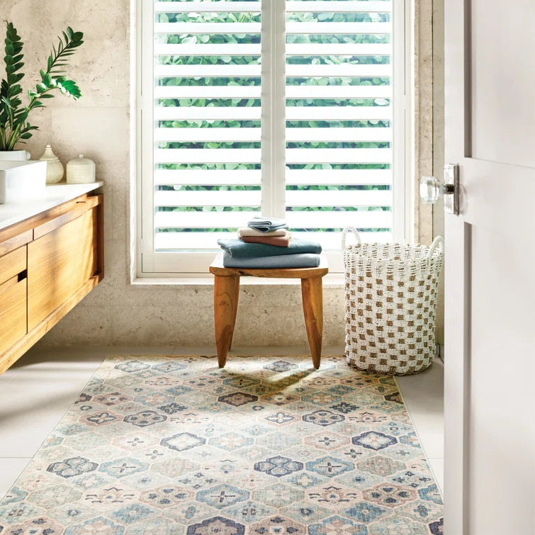 Pali Blue Machine Washable Rug