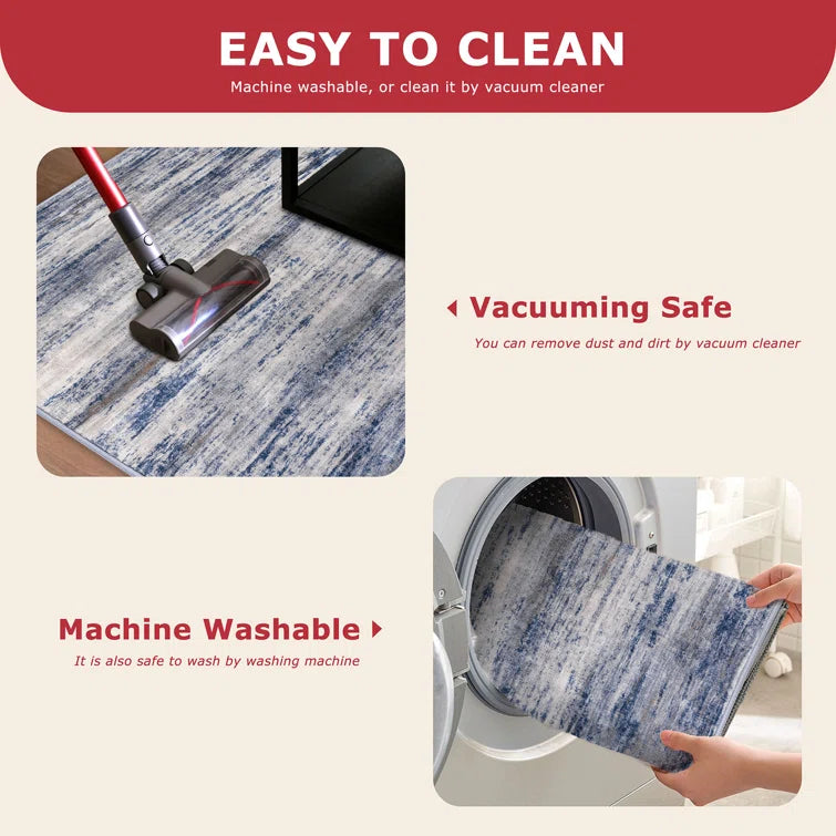 Machine Washable Area Rugs Rubber Backed Rug for Bedroom Living Room